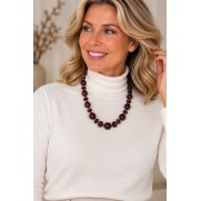 Bijoux Ketting kort grote kralen 8123842 bordeaux mix
